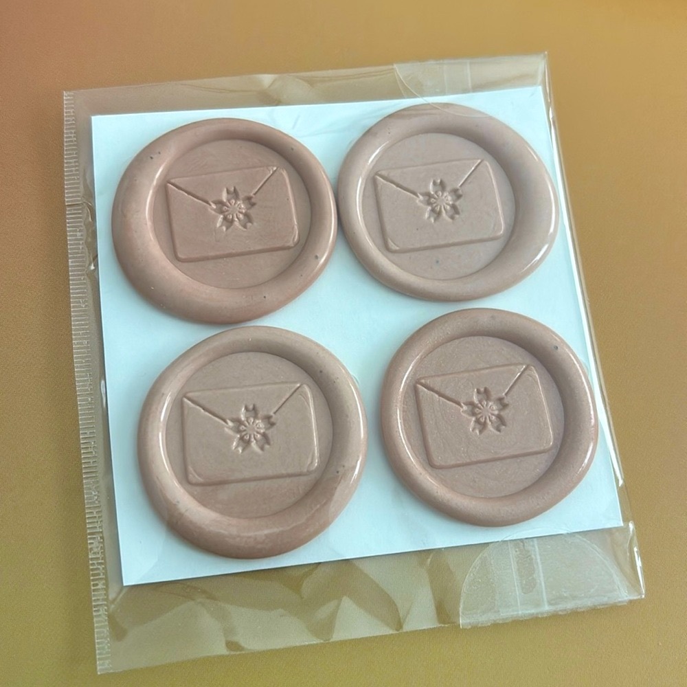 HANDMADE Wax Seals in Pink with Enevlope Sakura Flower Design NEW